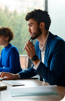 Team member working at desk