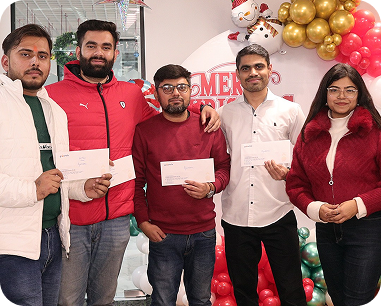 Team with certificates