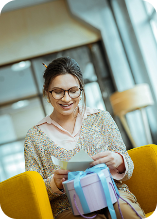 Employee with gift