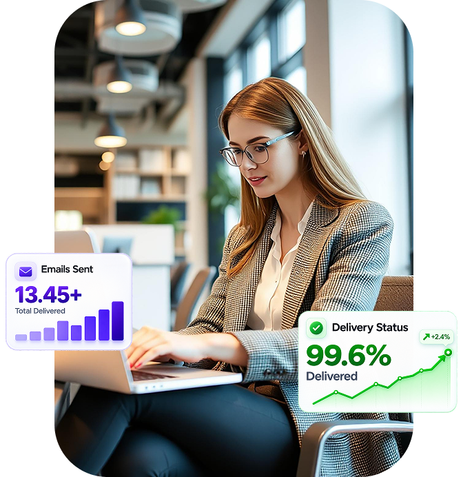 Enterprise SMS delivery dashboard and OTP overlay