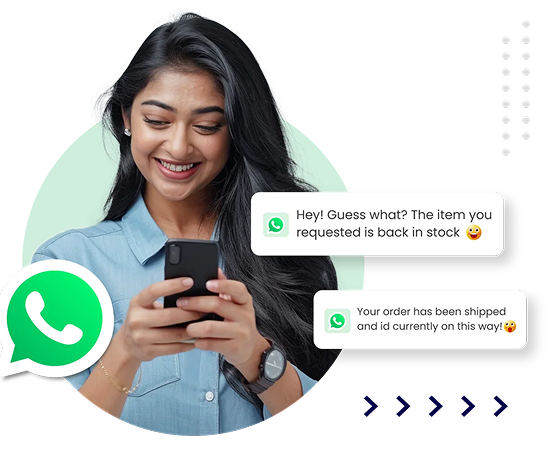 SMS notifications around a customer using a phone
