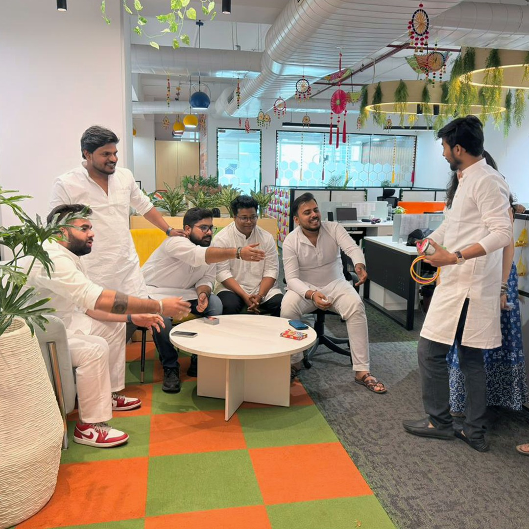 Growtele team collaborating in the office