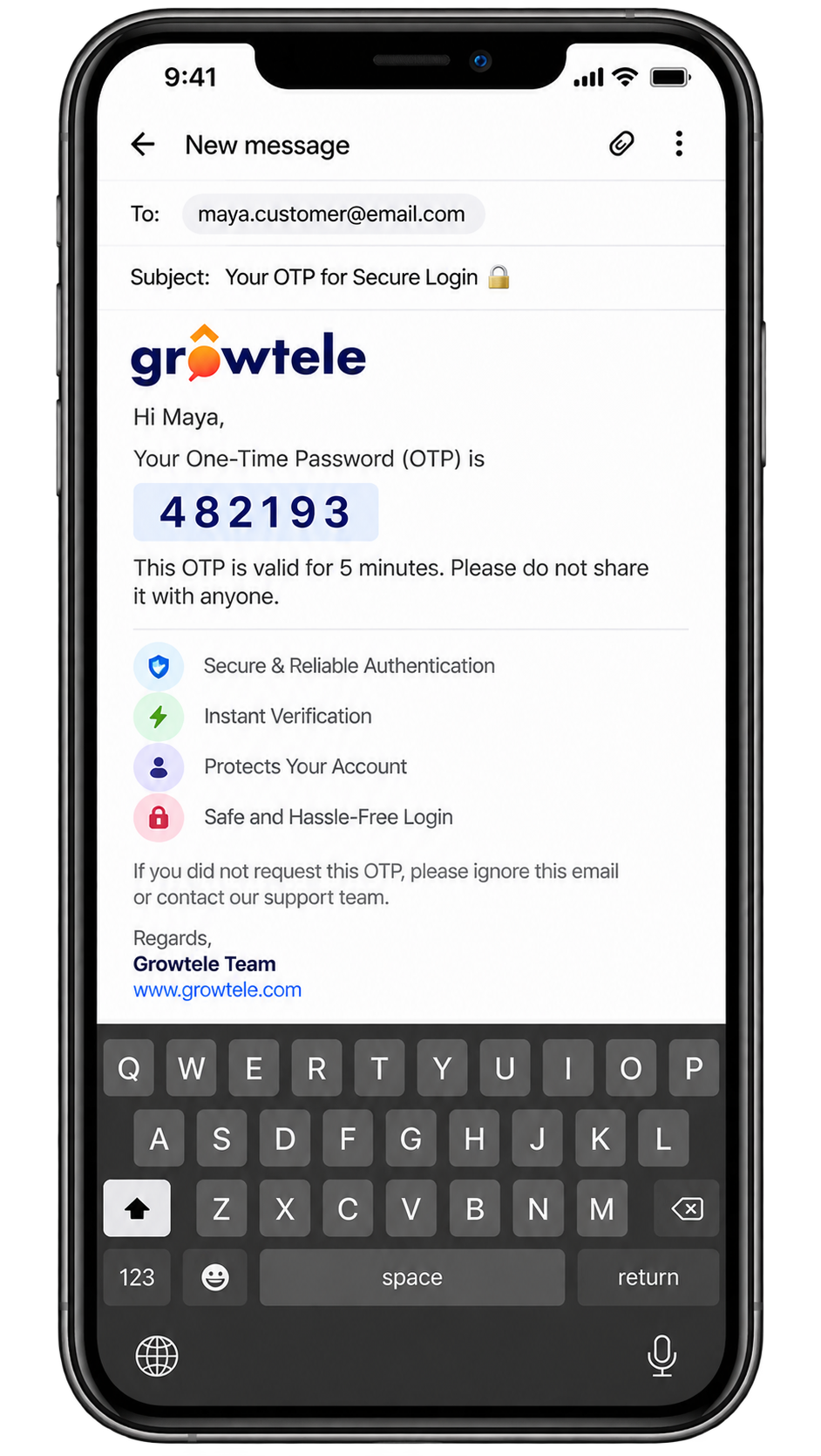 An email preview on a phone