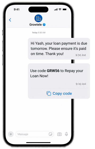 Order shipped alert SMS shown on a smartphone