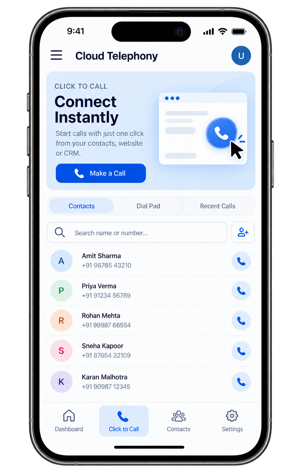 An IVR call menu on a phone